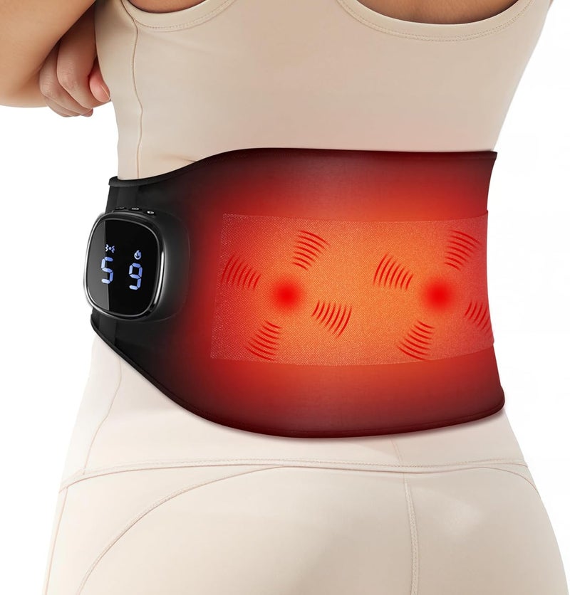 Comfytemp Cordless Portable Heating Pad with Massager for Lower Back Soothing, FSA Eligible HSA 9 Heat 5 Vibration 3 Intensity, Rechargeable Wireless Heated Waist Belt App Control, Gifts for Mom Dad - Image 1